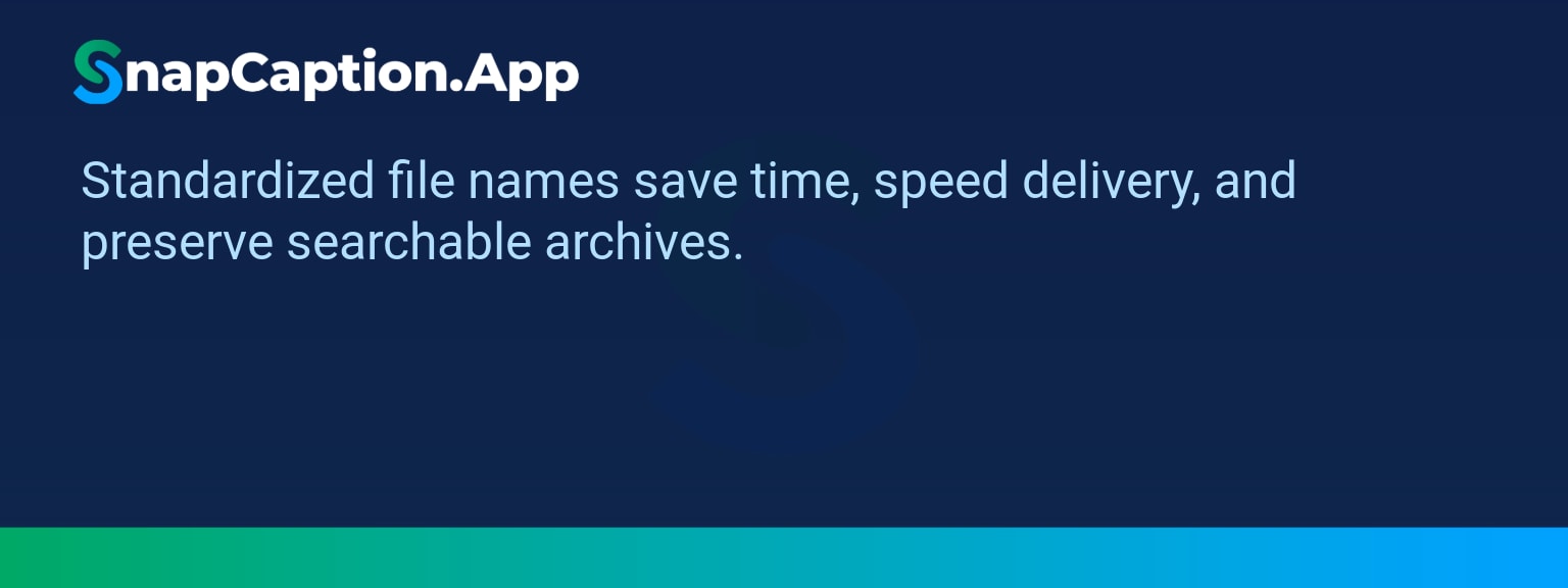 Laptop showing a sports shoot folder with example File Naming Conventions applied to event images